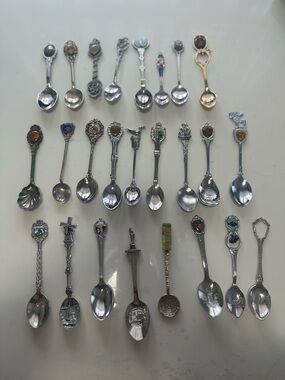 Vintage Collector Decorative Souvenir Spoon Lot - Multicolor Accents